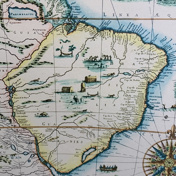 Vintage framed 19th century reproduction South America Map by Henrici Hondy 1629 - Picture 8 of 16